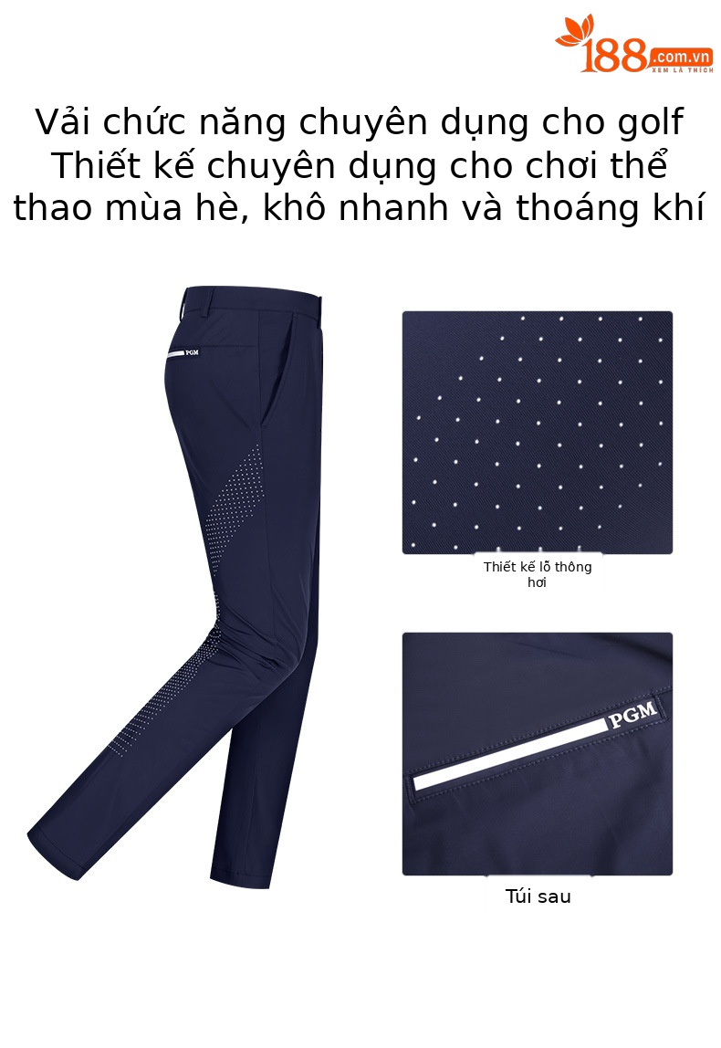 Quần golf nam PGM dài co giãn thoáng khí mùa hè — KUZ153-màu xanh hải quân, KUZ153-Đen, KUZ153-màu xám chi tiết 3