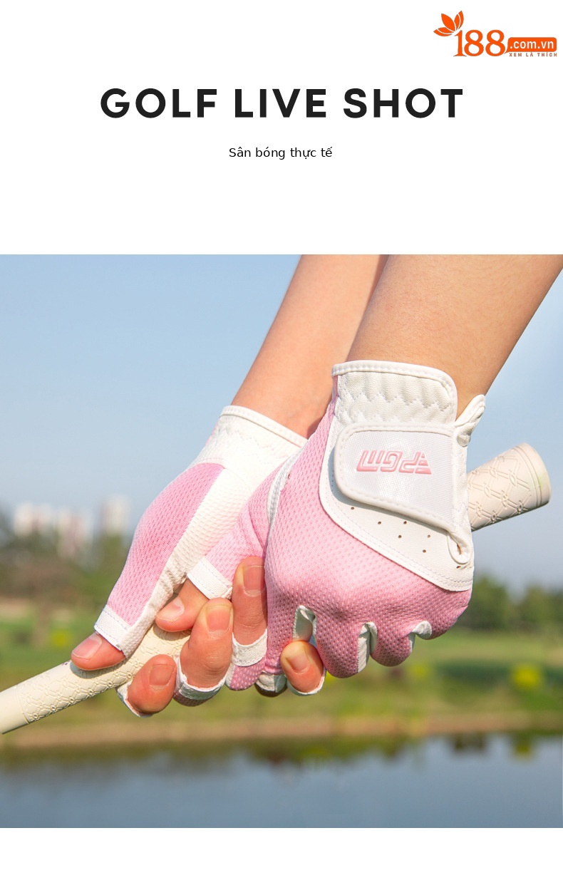 Găng tay golf nữ hở ngón PGM vải lưới thoáng khí chống nắng — Cỡ 20 chi tiết 2