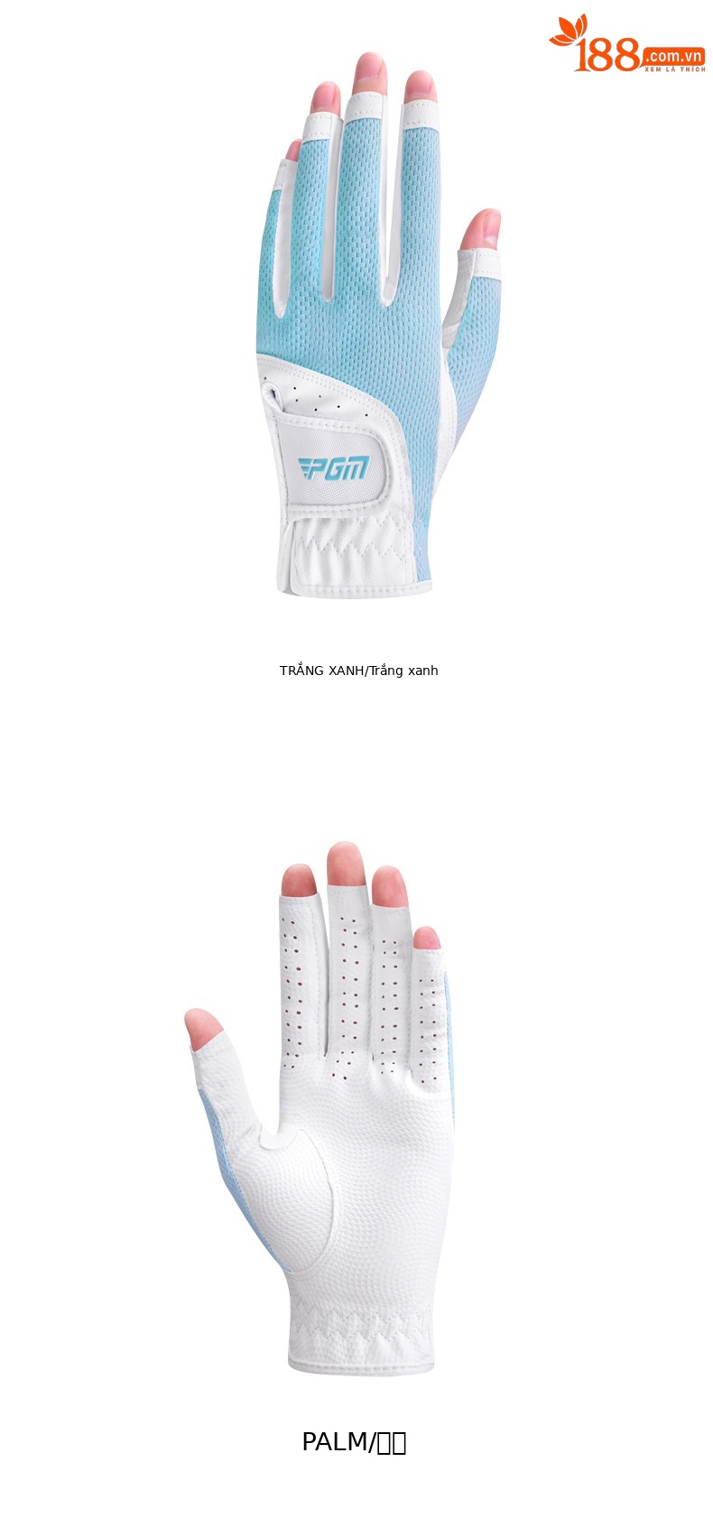 Găng tay golf nữ hở ngón PGM vải lưới thoáng khí chống nắng — Cỡ 20 chi tiết 13