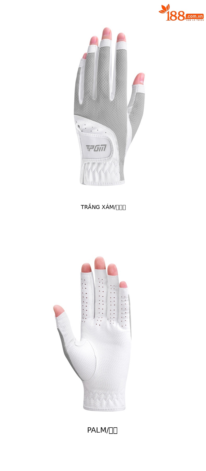 Găng tay golf nữ hở ngón PGM vải lưới thoáng khí chống nắng — Cỡ 20 chi tiết 14