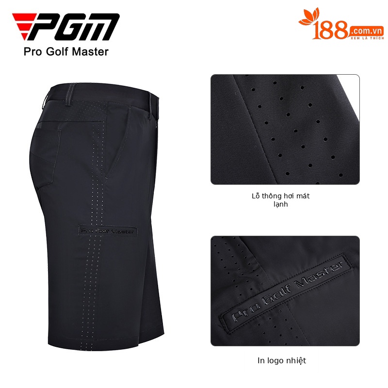 Quần short golf nam PGM vải co giãn thoáng khí — KUZ152-Màu đen, KUZ152-màu xanh hải quân, KUZ152-Màu xám nhạt