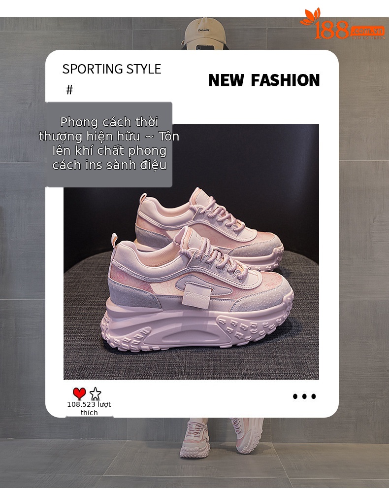Giày sneaker nữ chunky đế dày mũi tròn kiểu Pháp, tăng chiều cao, phong cách thường ngày — M2313-1 vàng trong suốt, M2313-1 trong suốt màu bạc, M2313-1 màu camel trong suốt, M2313-1 trắng trong suốt chi tiết 4
