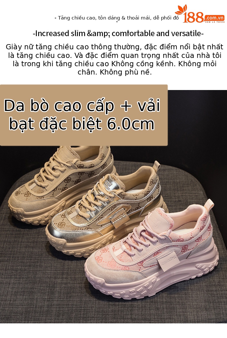Giày sneaker nữ chunky đế dày mũi tròn kiểu Pháp, tăng chiều cao, phong cách thường ngày — M2313-1 vàng trong suốt, M2313-1 trong suốt màu bạc, M2313-1 màu camel trong suốt, M2313-1 trắng trong suốt chi tiết 2