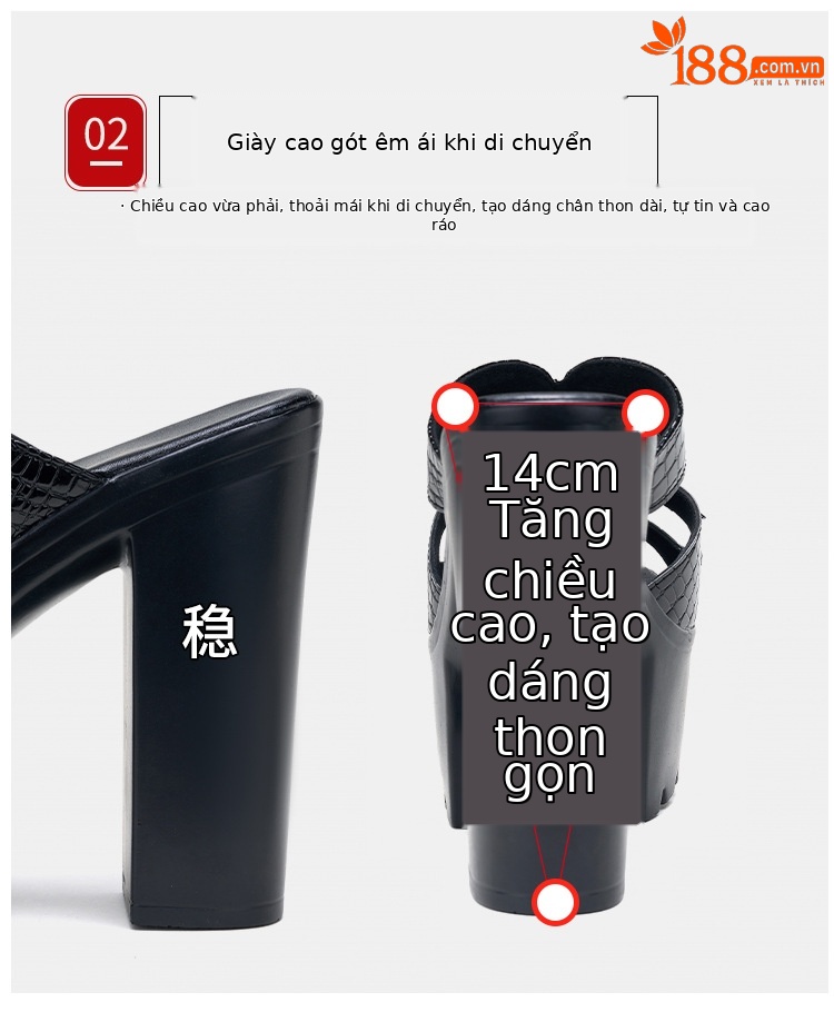 Dép sandal nữ đế xuồng cao 14 cm, mũi hở, quai ngang, platform dày, mùa hè 2025 — Màu đen, Màu trắng chi tiết 8