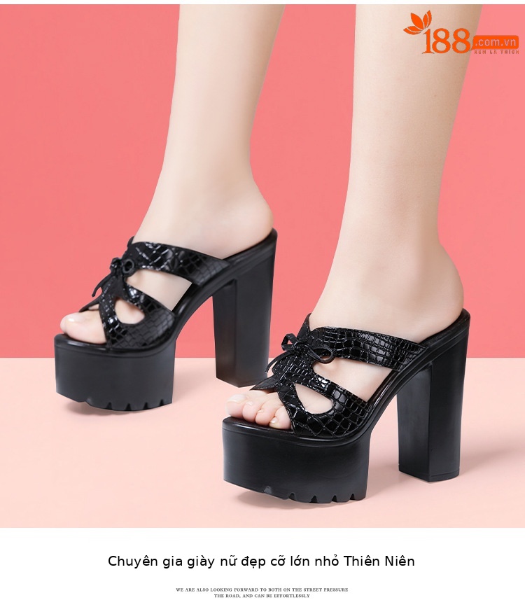 Dép sandal nữ đế xuồng cao 14 cm, mũi hở, quai ngang, platform dày, mùa hè 2025 — Màu đen, Màu trắng chi tiết 12