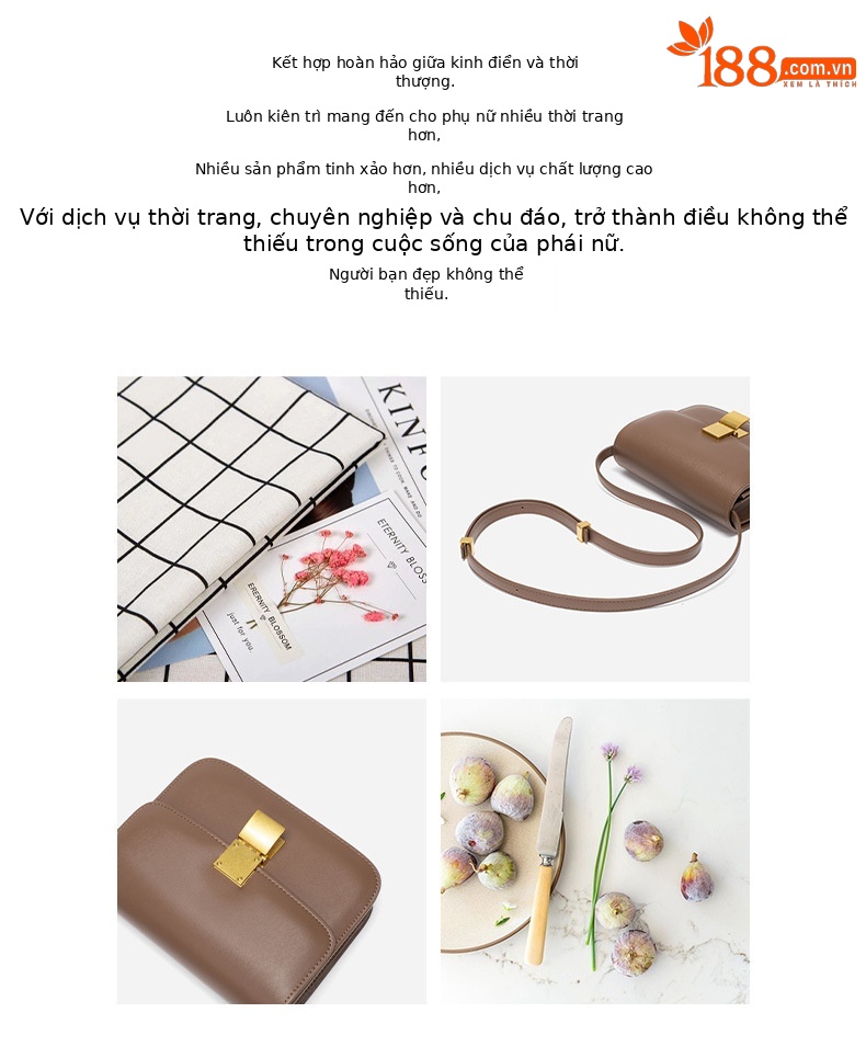 Túi đeo chéo hình hộp đậu phụ dáng vuông nhỏ phong cách sang trọng — Màu hồng, Màu đen, Trắng be, Màu mơ chi tiết 12