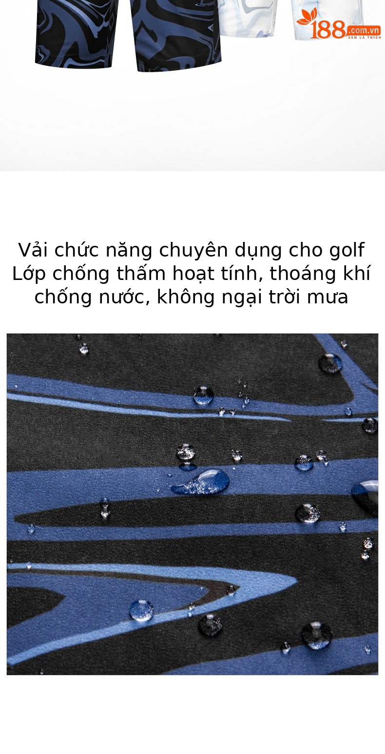 Quần short golf nam thể thao mùa hè vải chống thấm — KUZ151-màu xanh hải quân, KUZ151-màu trắng chi tiết 2