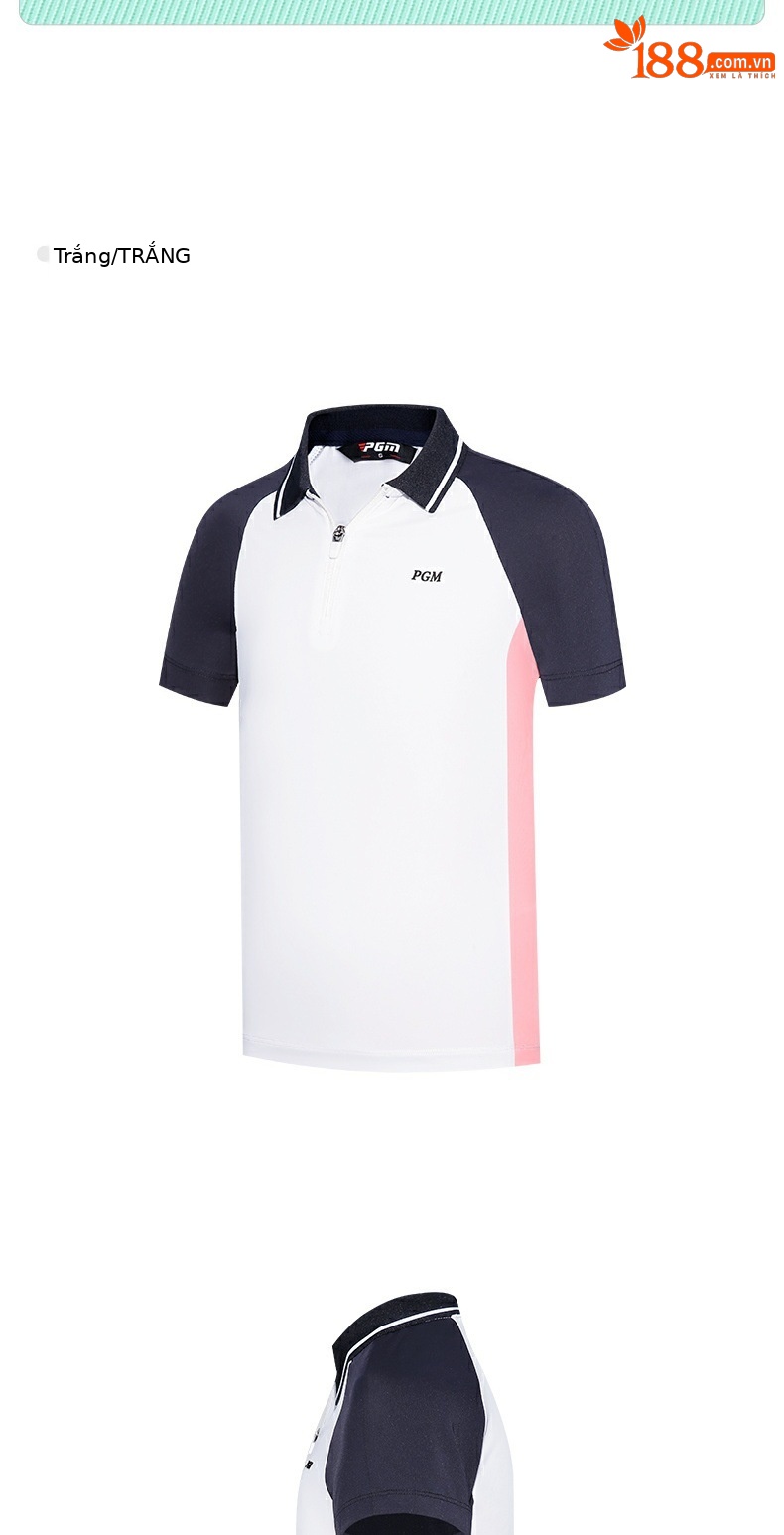Áo thun tay ngắn golf trẻ em PGM cho bé gái – chất liệu thun thể thao thoáng mát — Yf593 màu xanh lá cây, Yf593 màu xanh hải quân, Yf593 màu trắng chi tiết 10