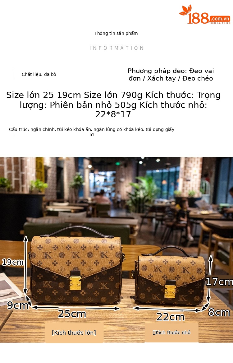 Túi đeo chéo da thật kiểu dáng Donkey House, phong cách thời trang đa năng, có quai xách tay — Màu nâu cà phê cỡ nhỏ, Màu nâu cà phê cỡ lớn chi tiết 5