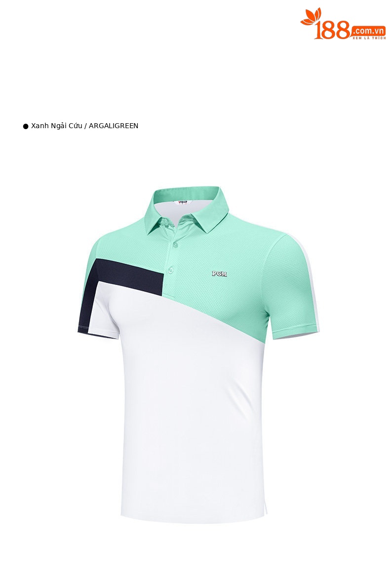 Áo polo golf nam PGM tay ngắn, phối màu tương phản, chất liệu thoáng mát — YF569-màu xanh nước biển, YF569-màu xanh lá cây chi tiết 14