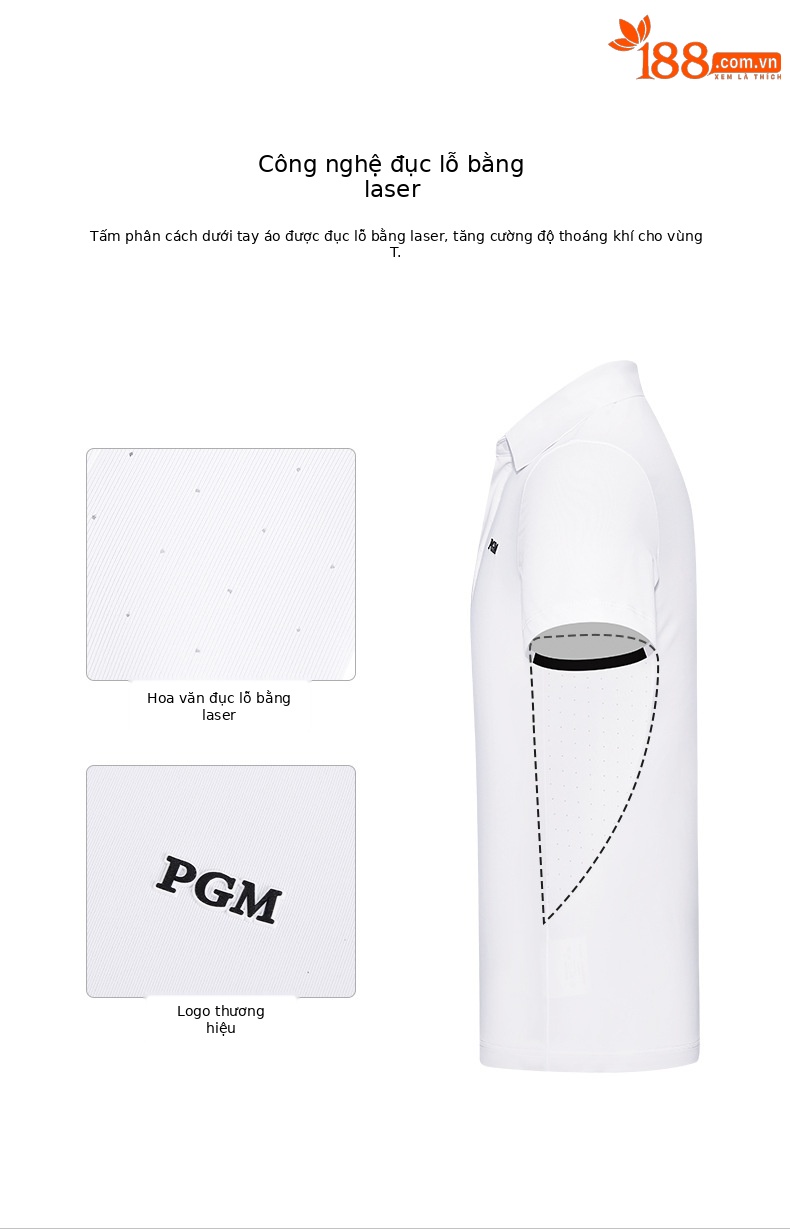 Áo thun ngắn tay golf trẻ em PGM – form thoải mái, mặc xuân hè — YF600-màu trắng, YF600-màu đỏ, YF600-màu xanh nước biển chi tiết 4