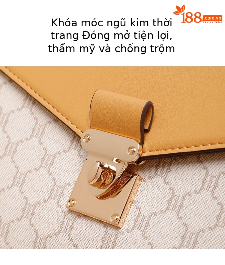 Túi đeo chéo nữ da thật dáng vuông nhỏ phối màu tương phản — Màu nâu xám chi tiết 4