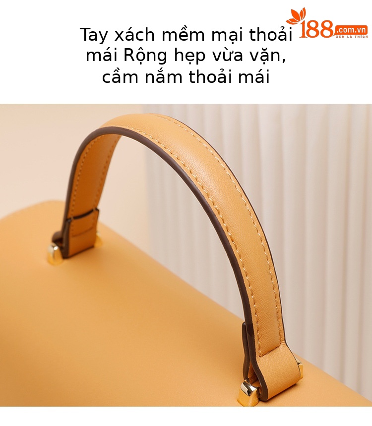 Túi đeo chéo nữ da thật dáng vuông nhỏ phối màu tương phản — Màu nâu xám chi tiết 5