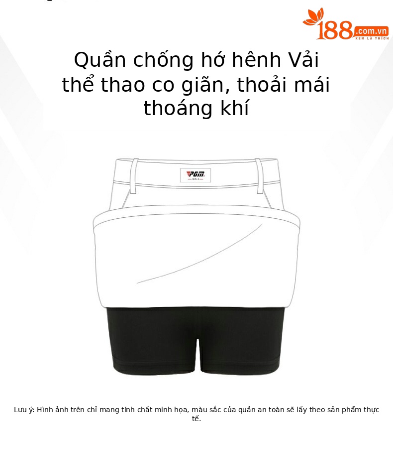 Váy golf nữ trẻ em PGM dáng chữ A thắt lưng co giãn kèm quần đùi lót — Qz091-màu xanh hải quân, Qz091-màu Trắng chi tiết 14
