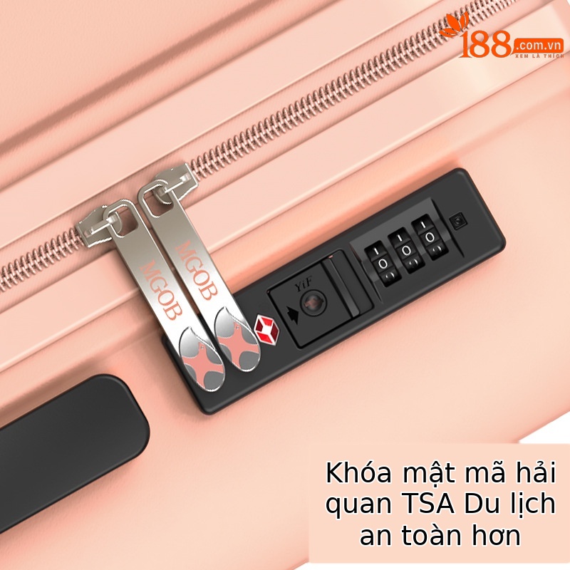 Vali nhựa PP 20 inch nữ công sở du lịch cabin mật khẩu dung tích lớn — Hồng phấn