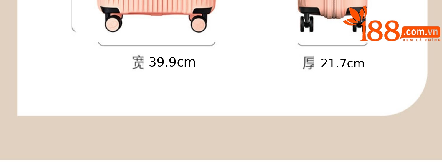 Vali nhựa PP 20 inch nữ công sở du lịch cabin mật khẩu dung tích lớn — Hồng phấn chi tiết 13
