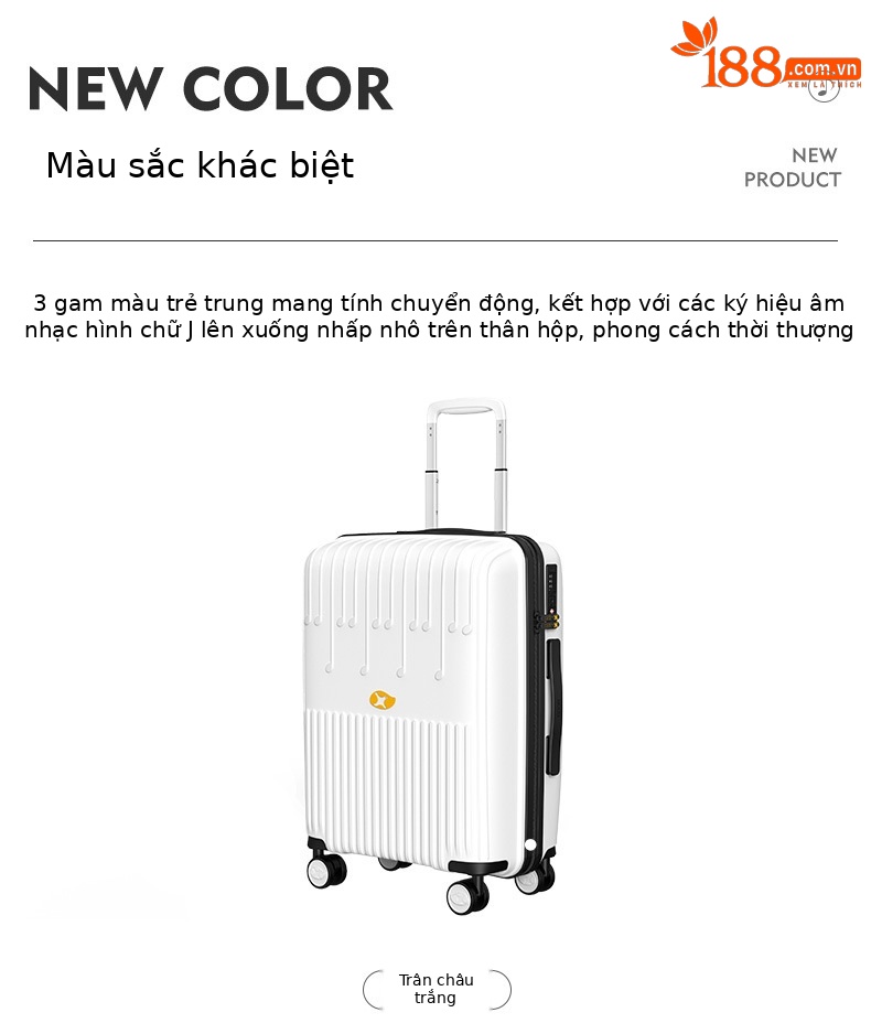 Vali nhựa PP 20 inch nữ công sở du lịch cabin mật khẩu dung tích lớn — Hồng phấn chi tiết 14