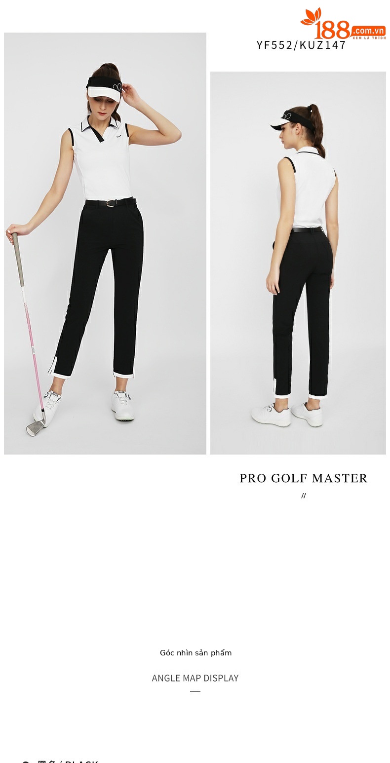 Quần golf dài nữ PGM thoáng khí, có đường viền màu sắc, phong cách thể thao — KUZ147-Đen, KUZ147-Kaki, KUZ147-màu trắng chi tiết 9