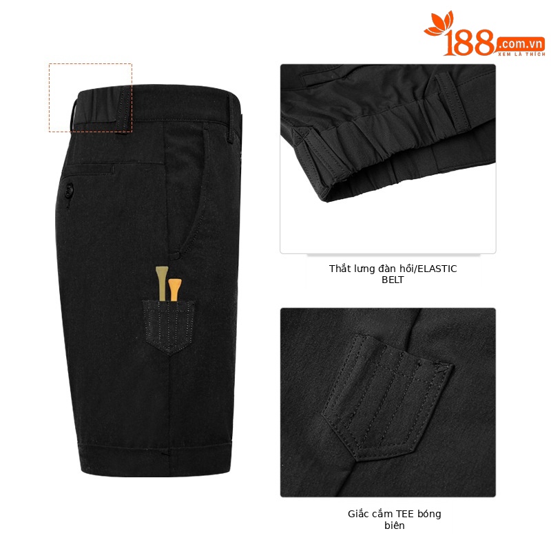 Quần thể thao nam Golf dáng cổ điển, thun lưng co giãn, thoáng mát mùa hè — KUZ160-Kaki, KUZ160-Màu đen, KUZ160-màu trắng