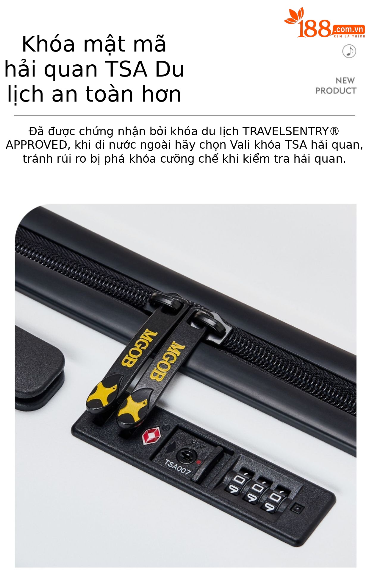 Vali nhựa PP size cabin 20 inch kéo tay, khóa mật khẩu, dây kéo YKK — màu vàng chi tiết 10