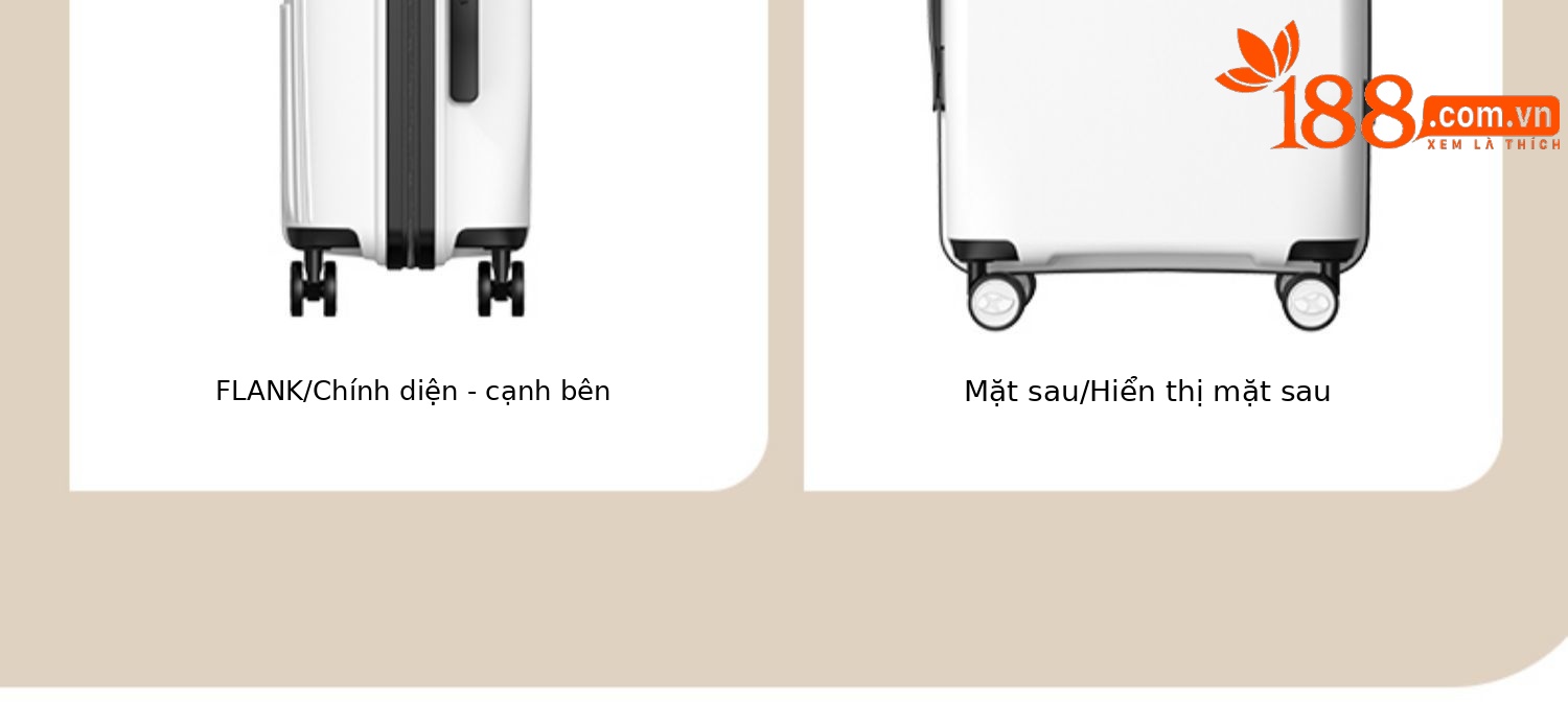 Vali nhựa PP size cabin 20 inch kéo tay, khóa mật khẩu, dây kéo YKK — màu vàng chi tiết 24
