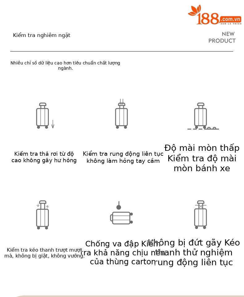 Vali nhựa PP size cabin 20 inch kéo tay, khóa mật khẩu, dây kéo YKK — màu vàng chi tiết 25