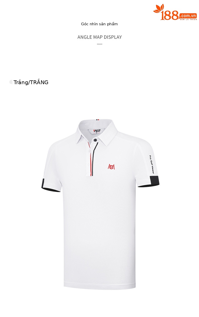 Áo polo golf tay ngắn trẻ em PGM thiết kế ghép màu — YF591-màu hồng, YF591-màu trắng, YF591-màu xanh nước biển chi tiết 11