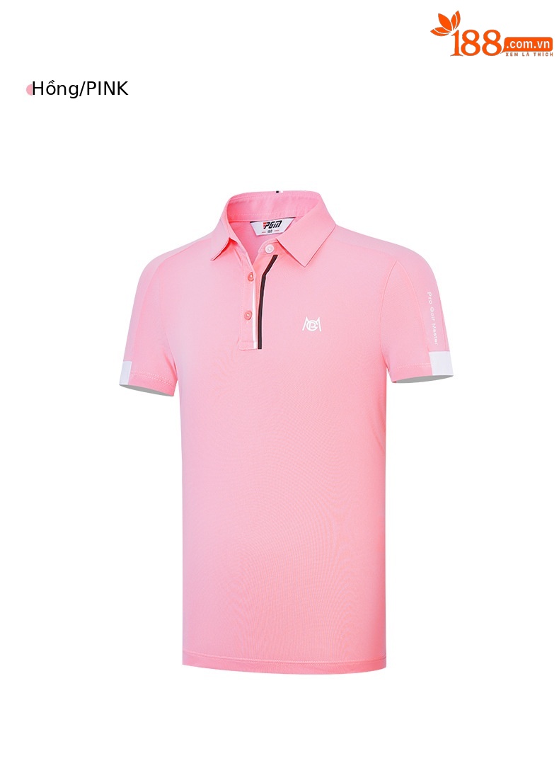 Áo polo golf tay ngắn trẻ em PGM thiết kế ghép màu — YF591-màu hồng, YF591-màu trắng, YF591-màu xanh nước biển chi tiết 14