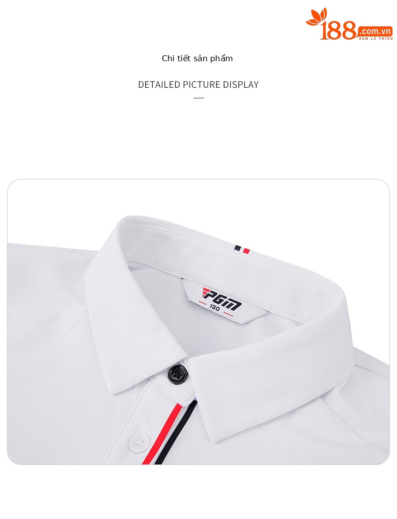 Áo polo golf tay ngắn trẻ em PGM thiết kế ghép màu — YF591-màu hồng, YF591-màu trắng, YF591-màu xanh nước biển chi tiết 20