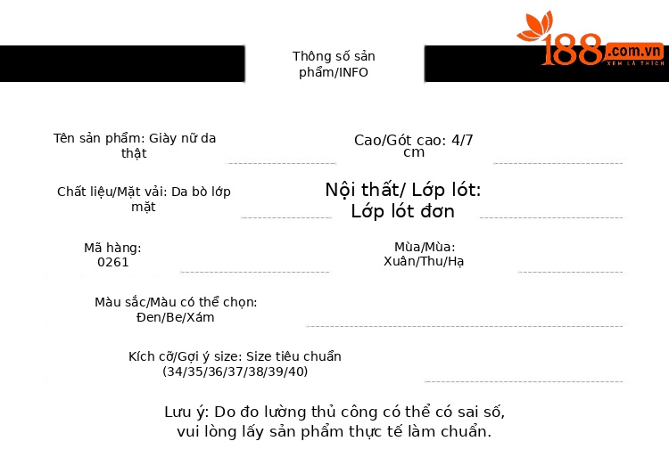 Dép sục bít mũi da thật nữ gót thô 4 cm kiểu lười không gót sau — Gót đen cao 4 cm chi tiết 7