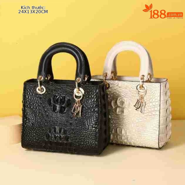 Túi xách nữ Lady Dior họa tiết xương cá sấu – thiết kế satchel quai xách tay, đeo chéo