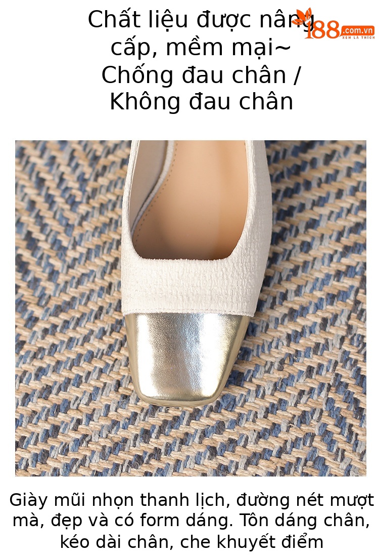 Sandal nữ quai hậu gót dày kiểu Pháp mũi nhọn — Màu đen chi tiết 3