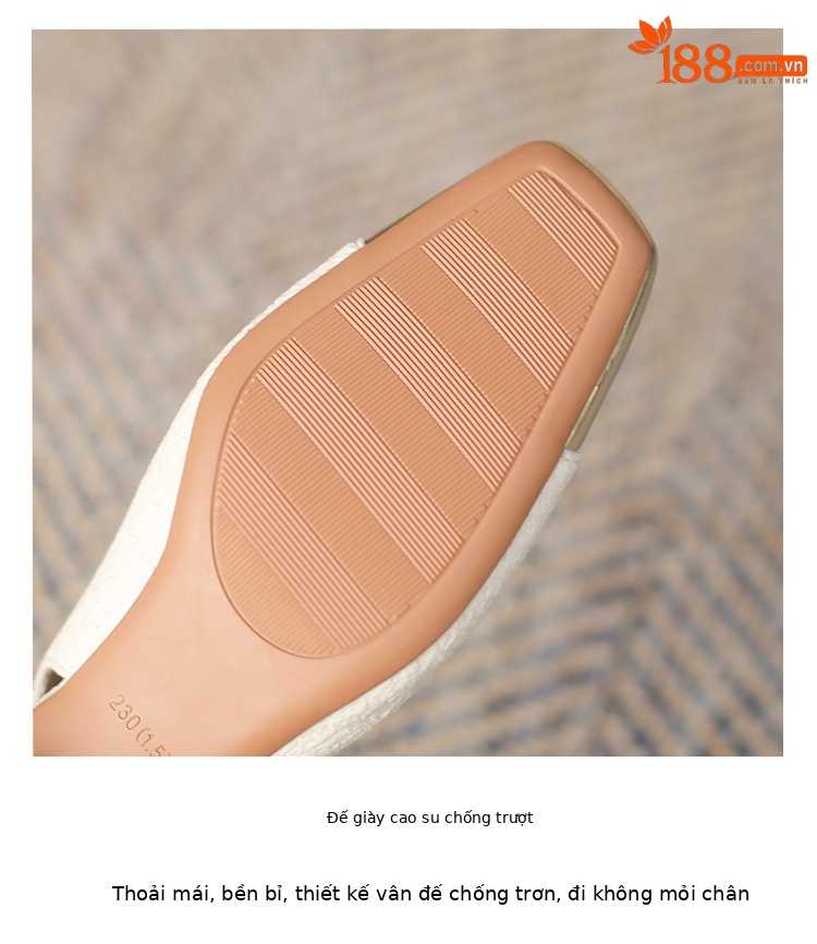 Sandal nữ quai hậu gót dày kiểu Pháp mũi nhọn — Màu đen chi tiết 6