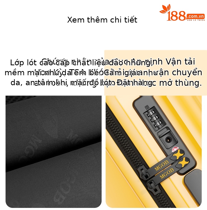 Vali nhựa PC 24 inch siêu nhẹ chống rơi, bánh xe đa hướng êm, có khóa mật khẩu — Hành lý cao cấp màu đỏ hoa hồng Kesitron PC chi tiết 16
