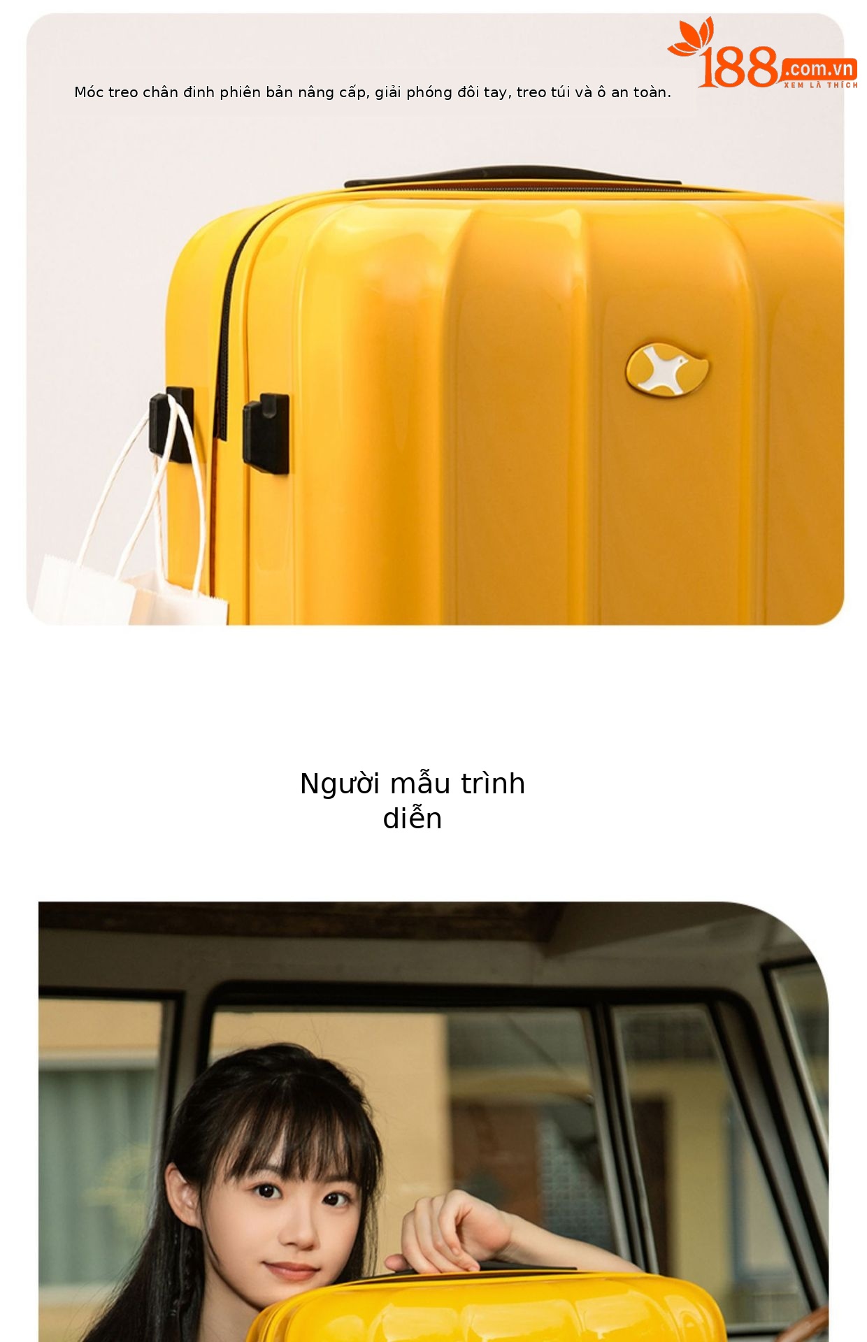 Vali nhựa PC 24 inch siêu nhẹ chống rơi, bánh xe đa hướng êm, có khóa mật khẩu — Hành lý cao cấp màu đỏ hoa hồng Kesitron PC chi tiết 17