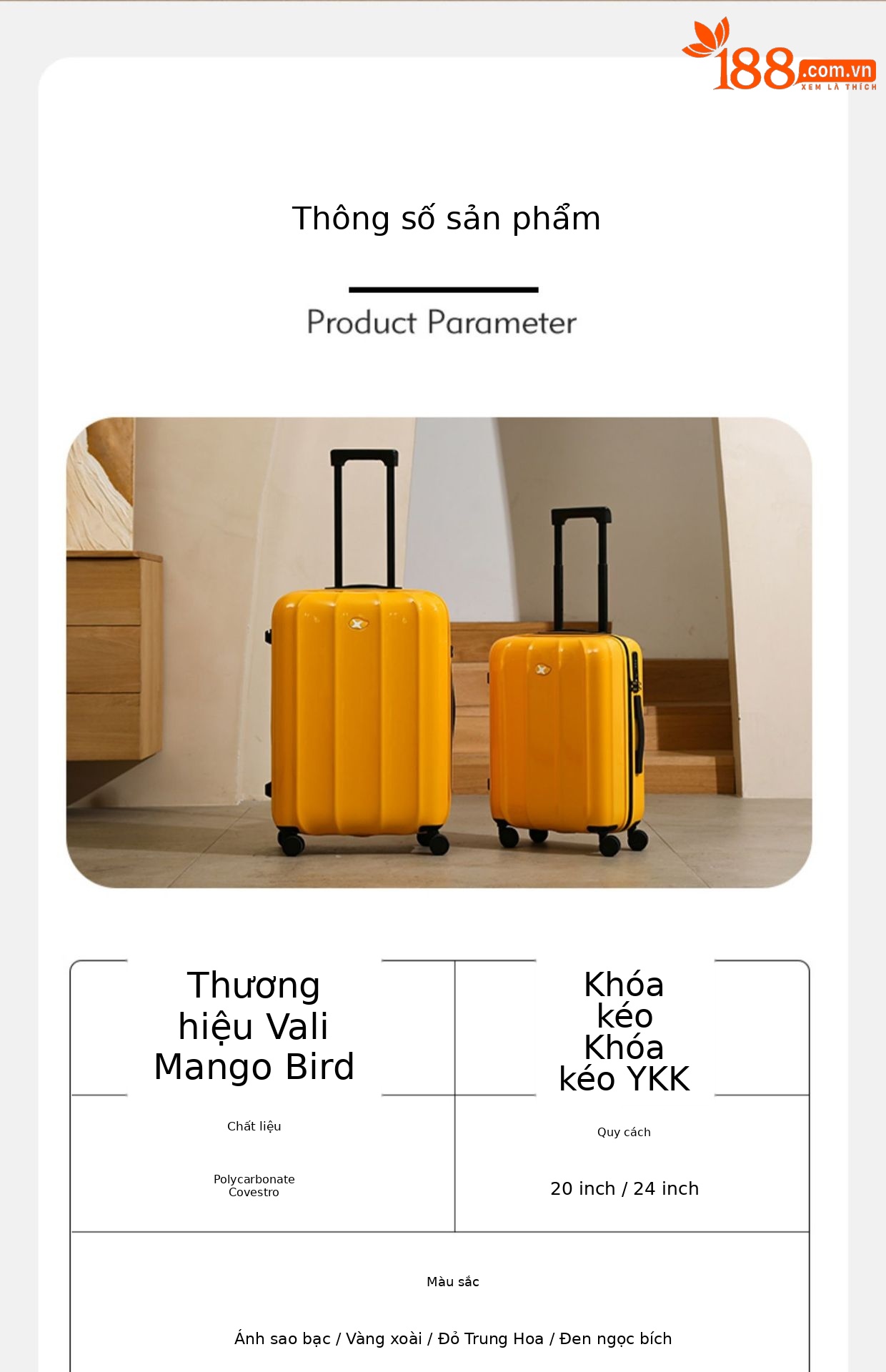 Vali nhựa PC 24 inch siêu nhẹ chống rơi, bánh xe đa hướng êm, có khóa mật khẩu — Hành lý cao cấp màu đỏ hoa hồng Kesitron PC chi tiết 23