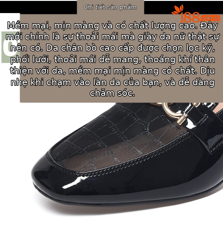 Dép sục bít mũi da thật lưới phong cách Anh gót thô 5 cm — Màu mơ cao gót 5 cm chi tiết 9