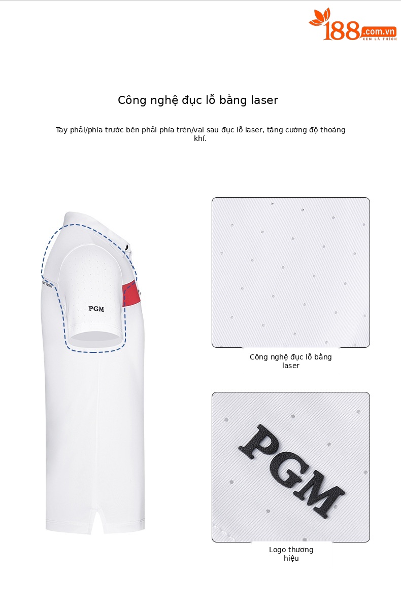 Áo thun golf trẻ em PGM tay ngắn hút ẩm, form thể thao thoải mái — YF595-màu đỏ, YF595-màu xanh nước biển, YF595-màu trắng, KUZ159-màu xanh hải quân chi tiết 4