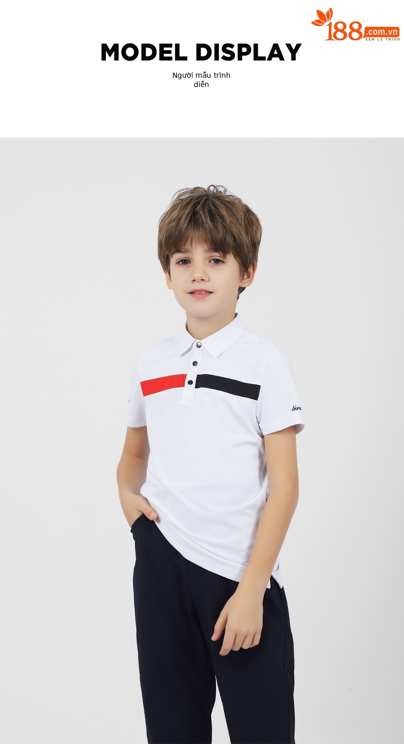 Áo thun golf trẻ em PGM tay ngắn hút ẩm, form thể thao thoải mái — YF595-màu đỏ, YF595-màu xanh nước biển, YF595-màu trắng, KUZ159-màu xanh hải quân chi tiết 6