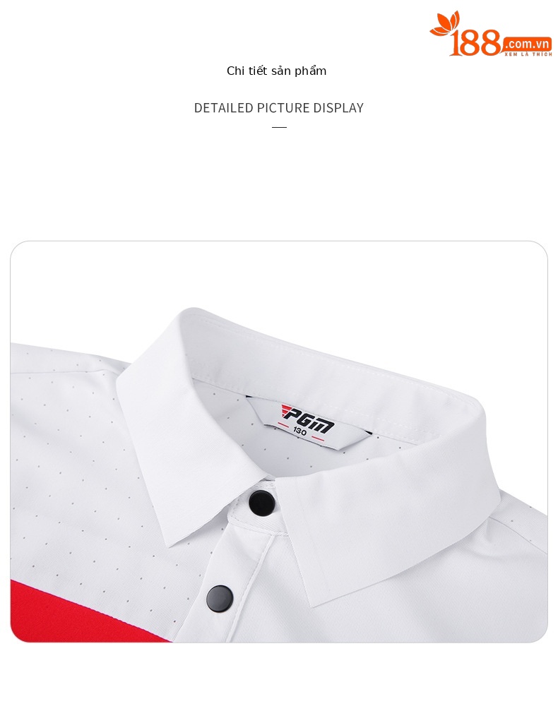 Áo thun golf trẻ em PGM tay ngắn hút ẩm, form thể thao thoải mái — YF595-màu đỏ, YF595-màu xanh nước biển, YF595-màu trắng, KUZ159-màu xanh hải quân chi tiết 24