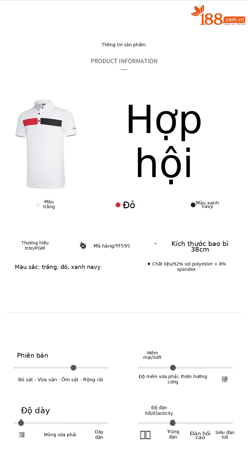 Áo thun golf trẻ em PGM tay ngắn hút ẩm, form thể thao thoải mái — YF595-màu đỏ, YF595-màu xanh nước biển, YF595-màu trắng, KUZ159-màu xanh hải quân chi tiết 5