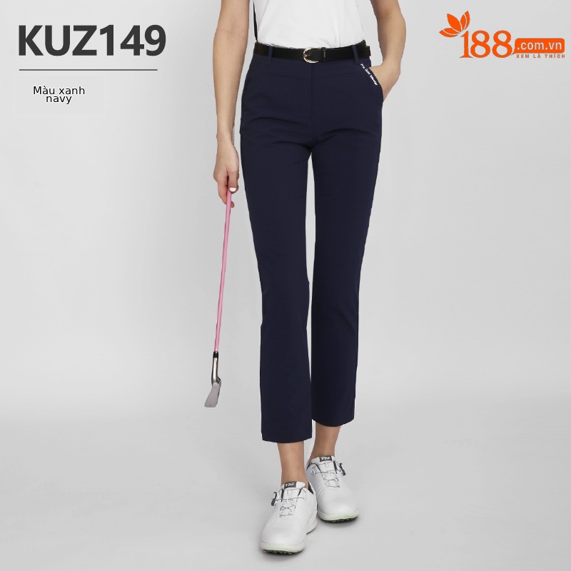 Quần golf nữ ống đứng dài 9 phân, vải chống thấm nước thoáng khí, phù hợp xuân hè — KUZ149-Quần màu xanh nước biển, KUZ149-Quần Trắng, KUZ149-quần đen