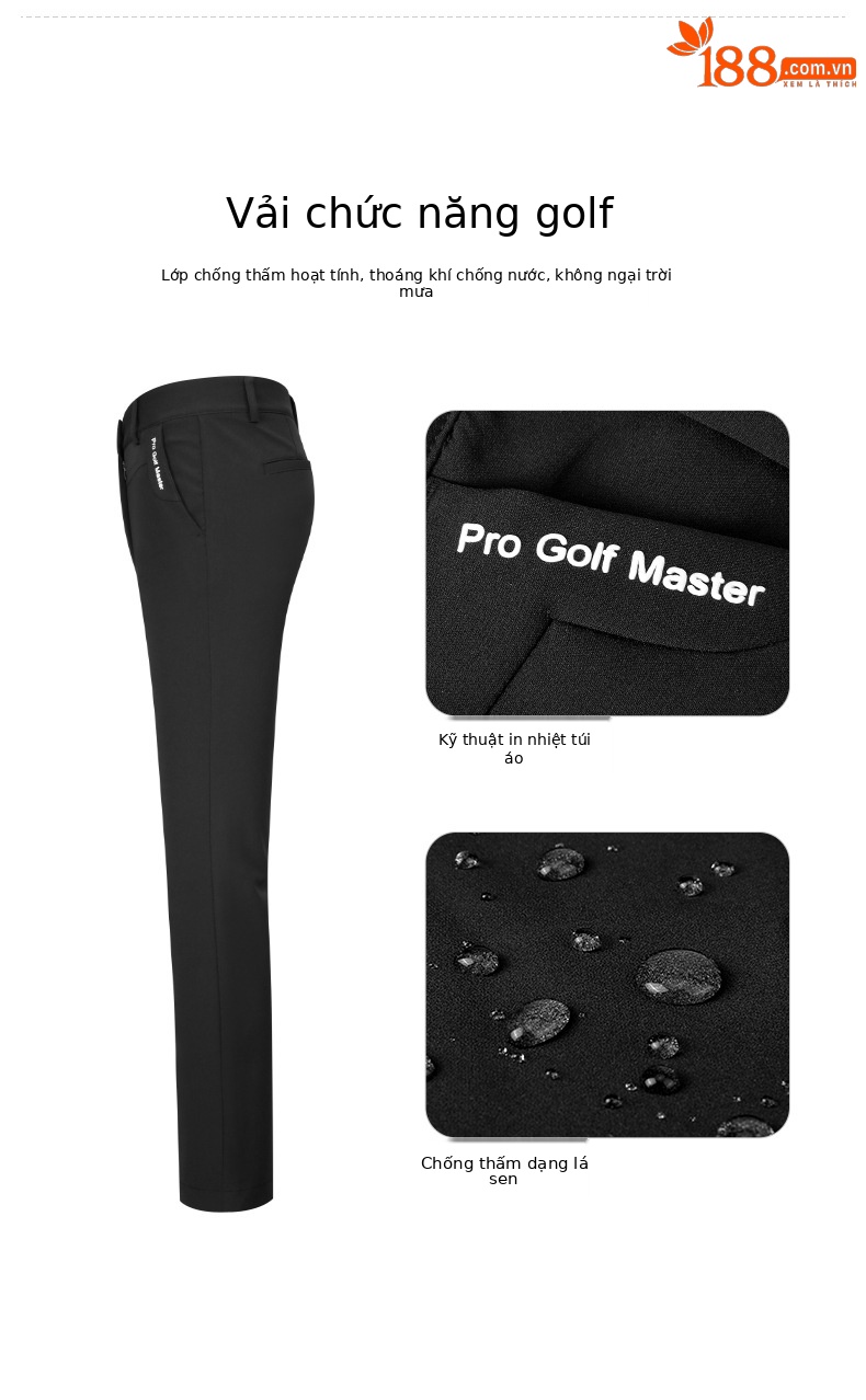 Quần golf nữ ống đứng dài 9 phân, vải chống thấm nước thoáng khí, phù hợp xuân hè — KUZ149-Quần màu xanh nước biển, KUZ149-Quần Trắng, KUZ149-quần đen chi tiết 4