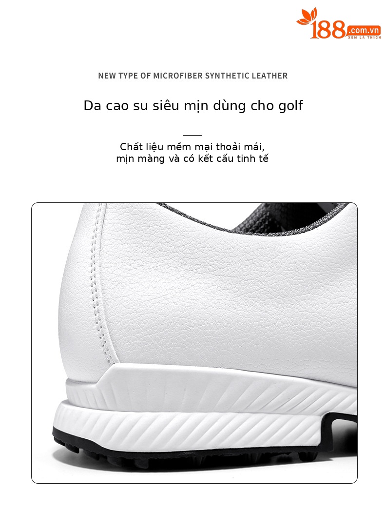Giày golf nam phong cách Anh, đế chống trượt có đinh, chống nước — XZ270-màu trắng chi tiết 4