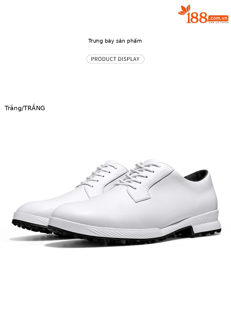 Giày golf nam phong cách Anh, đế chống trượt có đinh, chống nước — XZ270-màu trắng chi tiết 12