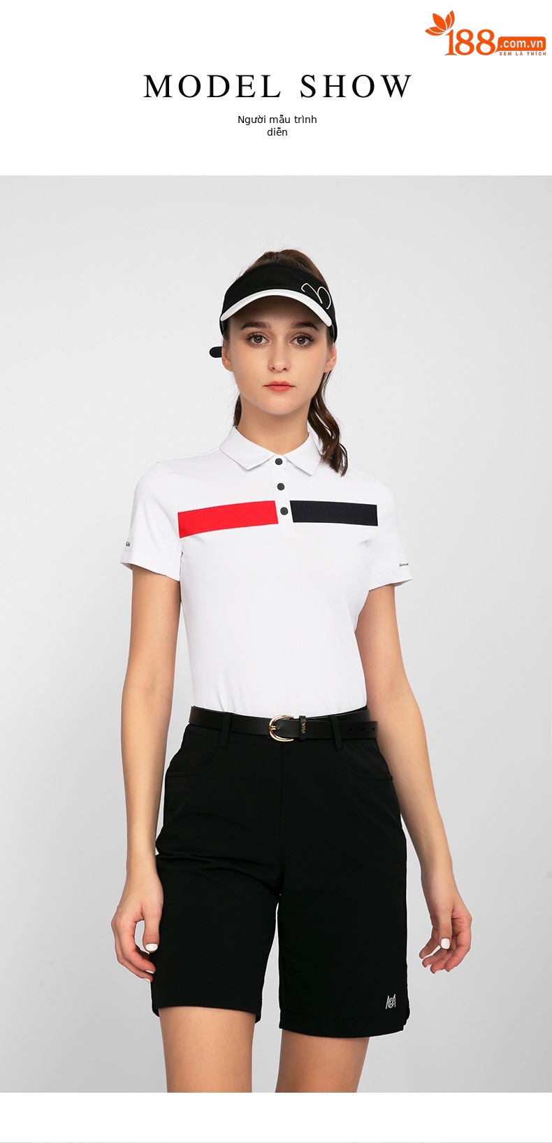 Áo thun golf nữ ngắn tay PGM thoáng mát, thấm hút mồ hôi — KUZ148-Đen, YF596-màu đỏ, KUZ148-Kaki, YF596-màu trắng chi tiết 6