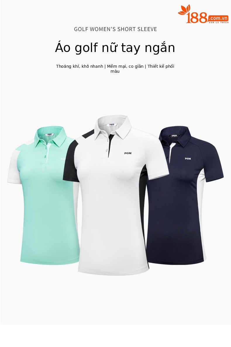 Áo thun golf nữ ngắn tay thể thao thoáng khí nhanh khô — Yf551-màu xanh lá cây, YF551-màu trắng, KUZ149-Màu đen, KUZ149-màu trắng chi tiết 2