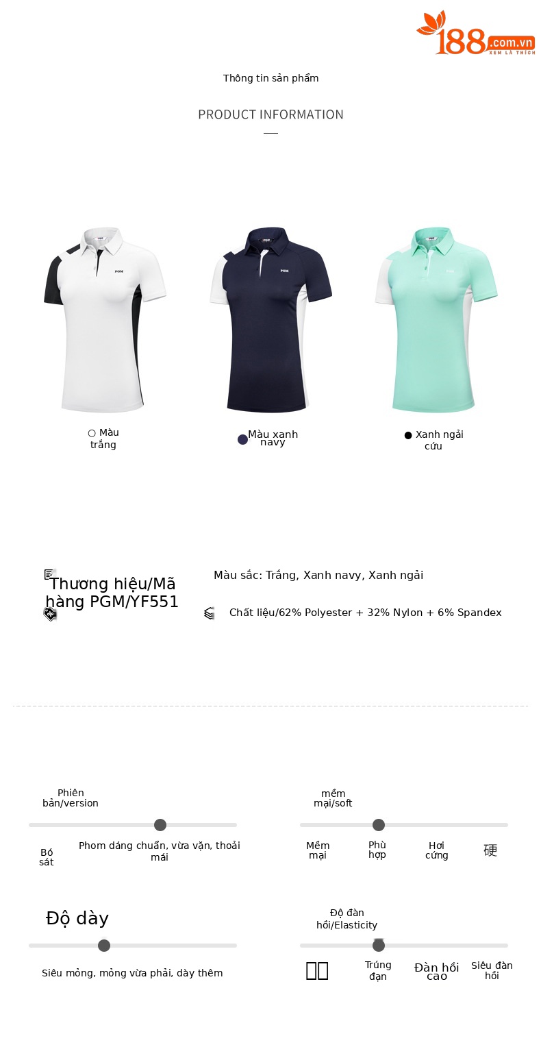 Áo thun golf nữ ngắn tay thể thao thoáng khí nhanh khô — Yf551-màu xanh lá cây, YF551-màu trắng, KUZ149-Màu đen, KUZ149-màu trắng chi tiết 4