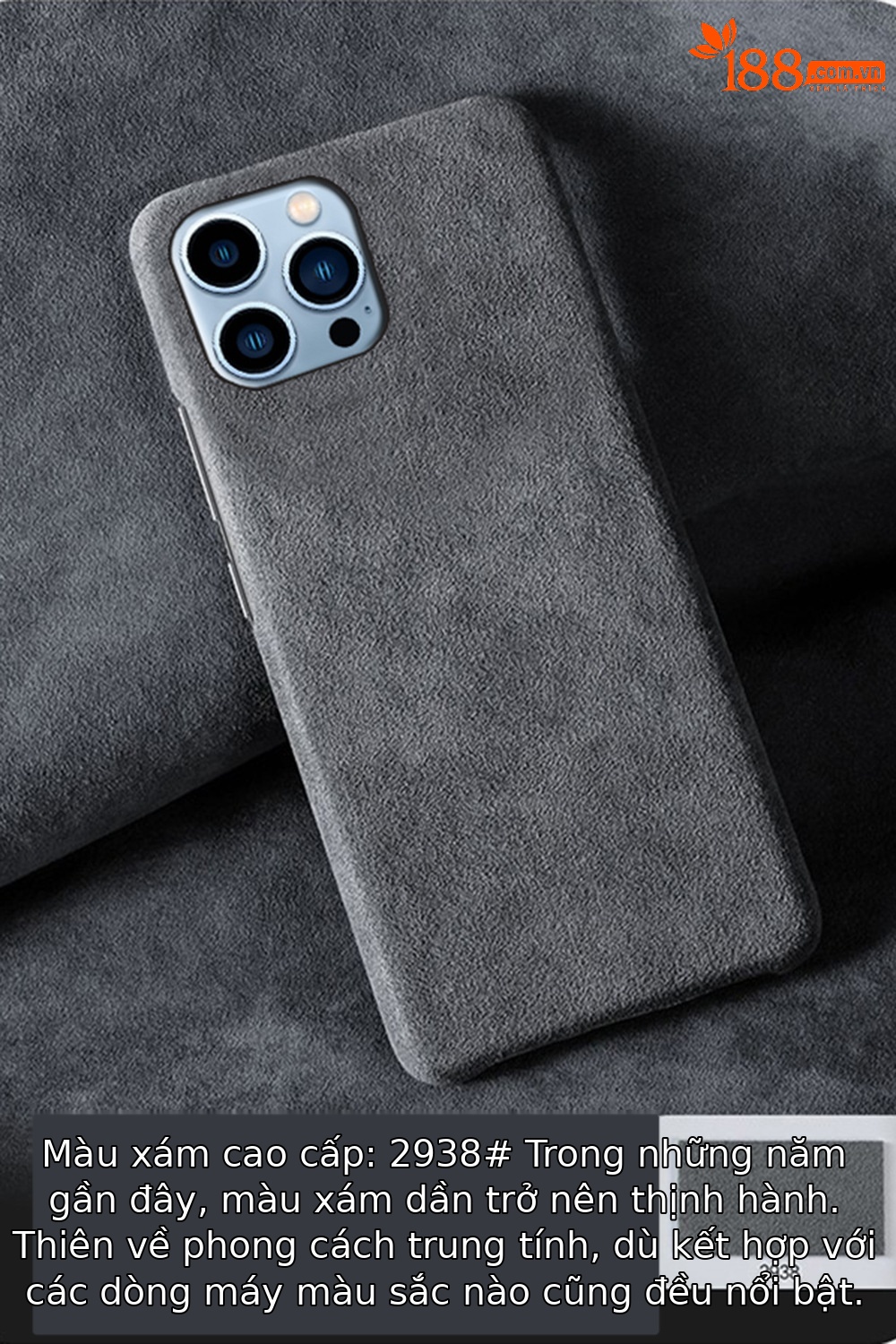 Ốp lưng da lộn cho iPhone 13 Pro, 12 Pro Max, 11, 14 – vỏ bảo vệ mềm mại, chống sốc — Màu đen, Màu cam, Màu xanh lá, Màu xanh đậm chi tiết 5