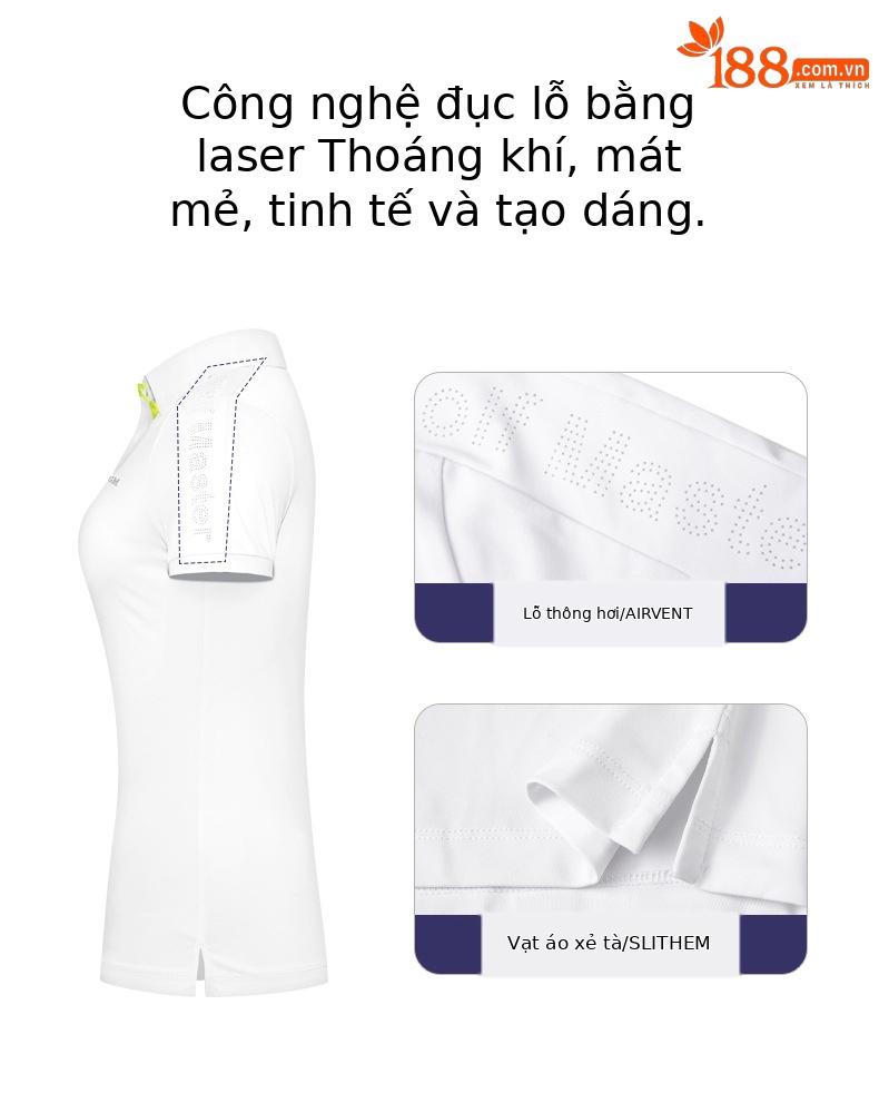 Áo thun ngắn tay golf nữ giảm béo, chất liệu thoáng khí nhanh khô — YF556-Áo màu hồng, YF556-Áo màu trắng, YF556-Áo màu xanh nước biển, KUZ149-Quần màu xanh nước biển chi tiết 4